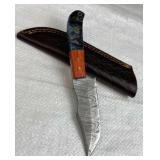 Damascus Steel Fixed Blade Knife w/ Sheath
