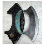 Handmade Steel Fixed Ulu Blade Knife w/ Sheath