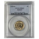 1938-D PCGS MS65 Buffalo Nickel, 5c
