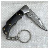 Damascus Steel Folding Blade Keychain Knife