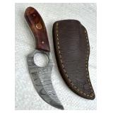 Damascus Steel Fixed Karambit Knife w/ Sheath