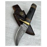 Damascus Steel Fixed Blade Knife w/ Sheath