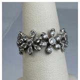 925 Silver Eternity Zirconia Daisy Flower Band Rin