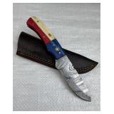 Damascus Steel Fixed Blade Knife w/ Sheath