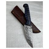 Damascus Steel Fixed Blade Knife w/ Sheath