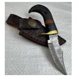 Damascus Steel Fixed Blade Knife w/ Sheath