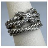 925 Silver David Yurman Diamond Crossover Ring