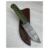 Damascus Steel Fixed Blade Knife w/ Sheath