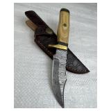 Damascus Steel Fixed Blade Knife w/ Sheath