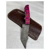 Damascus Steel Fixed Blade Knife w/ Sheath