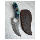 Damascus Steel Fixed Blade Knife w/ Sheath
