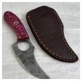 Damascus Steel Fixed Blade Knife w/ Sheath