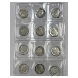 (12) 1946-1964 Silver Roosevelt Dimes, US 90%
