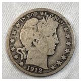 1912 Barber Silver Half Dollar, 50c