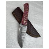 Damascus Steel Fixed Blade Knife w/ Sheath