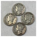 1935-PDS, 1936-DS Mercury Silver Dimes, 90%