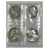 (4) 1946-1956 Silver Washington Quarters, 90%