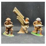 (3) Vtg. USA Made Lead Toy Soldiers, AA Gun