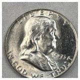 1955 Franklin Silver Half Dollar, 50c
