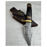 Damascus Steel Fixed Blade Knife w/ Sheath
