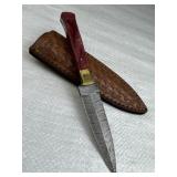 Damascus Steel Fixed Blade Knife w/ Sheath