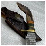 Damascus Steel Fixed Blade Knife w/ Sheath
