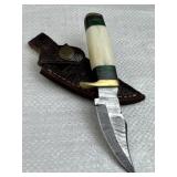 Damascus Steel Fixed Blade Knife w/ Sheath