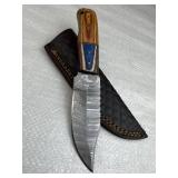 Damascus Steel Fixed Blade Knife w/ Sheath