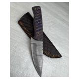 Damascus Steel Fixed Blade Knife w/ Sheath