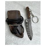 Mini Lanyard Damascus Steel Axe w/ Sheath