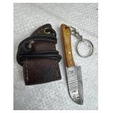 Mini Lanyard Damascus Steel Axe w/ Sheath