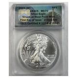 1oz American Silver Eagle, 2021-W .999 Fine