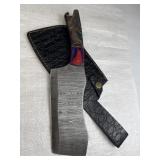 Lg Damascus Steel Cleaver Blade Knife w/ Sheath