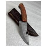 Damascus Steel Fixed Blade Knife w/ Sheath
