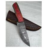 Damascus Steel Fixed Blade Knife w/ Sheath