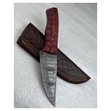 Damascus Steel Fixed Blade Knife w/ Sheath