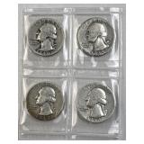 (4) 1939-1943 Silver Washington Quarters, 90%