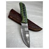 Damascus Steel Fixed Blade Knife w/ Sheath