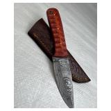 Damascus Steel Fixed Blade Knife w/ Sheath