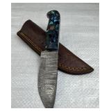 Damascus Steel Fixed Blade Knife w/ Sheath