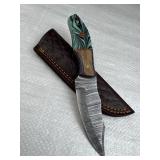 Damascus Steel Fixed Blade Knife w/ Sheath
