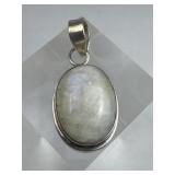 925 Silver Oval Moonstone Cabochon Pendant