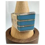 925 Silver Taxco Turquoise Channel Inlay Ring