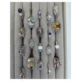 Assortment of 19 Colorful Costume Jewelry Rings