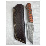 Damascus Steel Fixed Blade Knife w/ Sheath