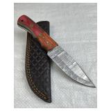 Damascus Steel Fixed Blade Knife w/ Sheath