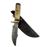 Damascus Steel Fixed Blade Knife w/ Sheath