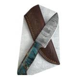 Damascus Steel Fixed Blade Knife w/ Sheath