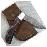 Damascus Steel Fixed Blade Knife w/ Sheath