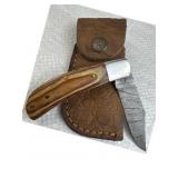 Damascus Steel Fixed Blade Knife w/ Sheath